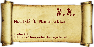 Wollák Marinetta névjegykártya